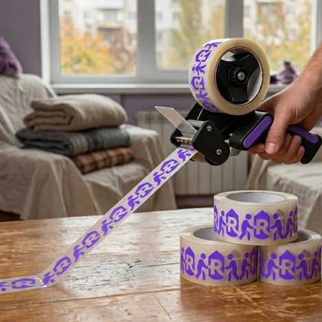 Bandă adezivă pentru relocări sigure