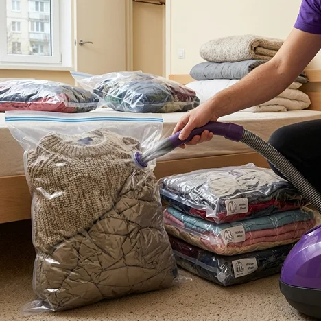 Saci vacuum pentru haine la relocare